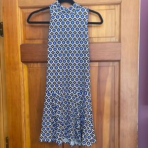 Free People Blue and White and Brown Backless Dress small new